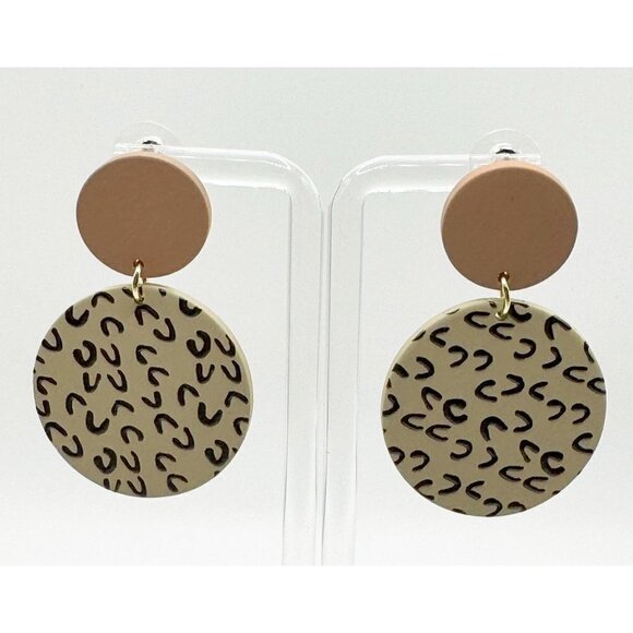 Leopard Boho Round Earrings - Picture 1 of 4